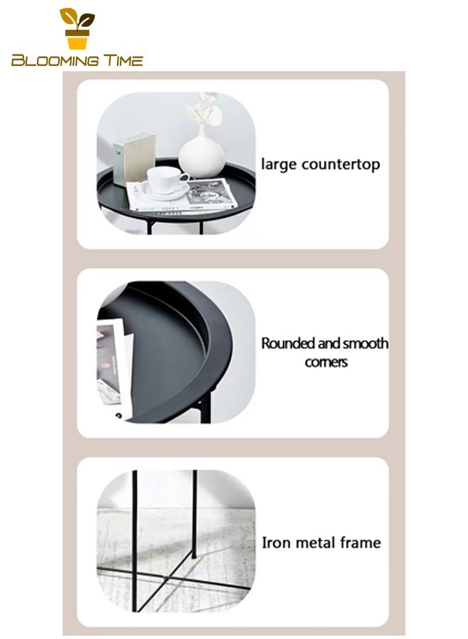 بلومنغ تايم طاولة قهوة إبداعية بسيطة، طاولة جانبية متحركة للأريكة، طاولة جانبية حديدية متحركة للأريكة، طاولة جانبية حديدية متحركة للأريكة، طاولة زاوية لغرفة المعيشة، طاولة طاولة منزلية صغيرة مستديرة، طاولة نوم صغيرة لغرفة النوم - Image 5