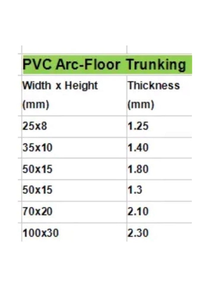 PROMASS ARC FLOOR TRUNKING WHITE WITH STICKER 2 PIECES OF 1MTR (25 MM X 8MM) - Image 5
