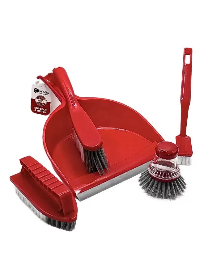 kovar مجموعة كوفار متعددة الاستخدامات 5 قطع من مجرفة وفرش مع مقبض بتصميم معلق - أحمر - Image 2