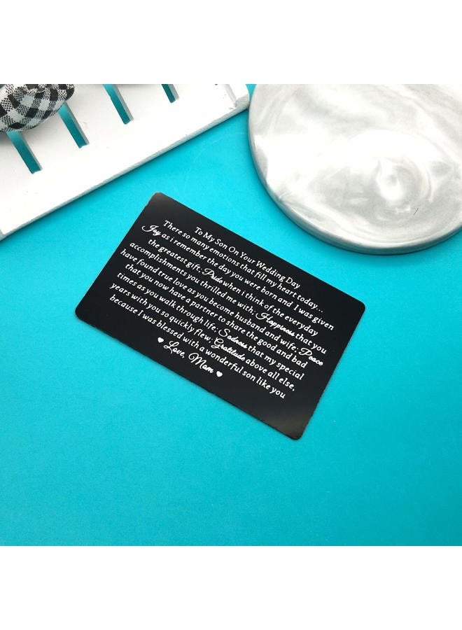 Xiahuyu Son Wedding Gifts from Mom Engraved Wallet Card Insert for Son on His Wedding Day to My Son Gifts Son Wedding Day Gifts Son Wedding Card Son Wallet Card from Mom - Image 3