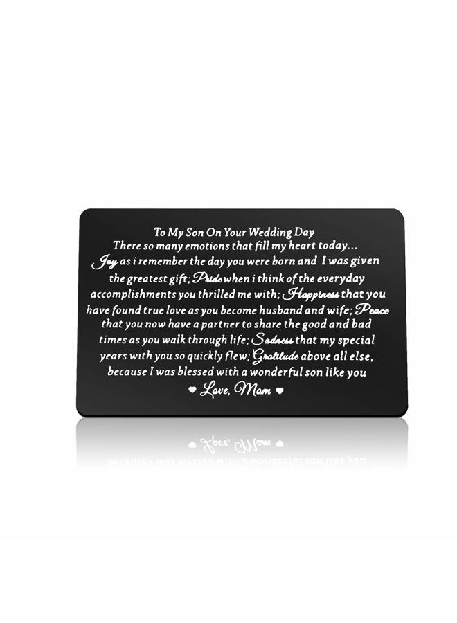 Xiahuyu Son Wedding Gifts from Mom Engraved Wallet Card Insert for Son on His Wedding Day to My Son Gifts Son Wedding Day Gifts Son Wedding Card Son Wallet Card from Mom - Image 1