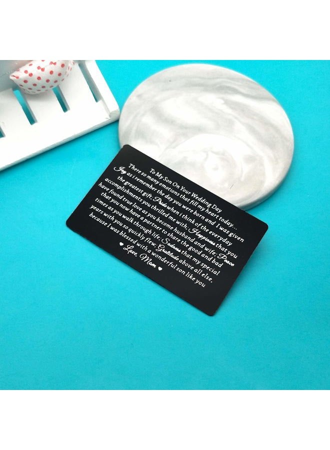 Xiahuyu Son Wedding Gifts from Mom Engraved Wallet Card Insert for Son on His Wedding Day to My Son Gifts Son Wedding Day Gifts Son Wedding Card Son Wallet Card from Mom - Image 4