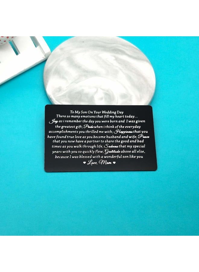 Xiahuyu Son Wedding Gifts from Mom Engraved Wallet Card Insert for Son on His Wedding Day to My Son Gifts Son Wedding Day Gifts Son Wedding Card Son Wallet Card from Mom - Image 5