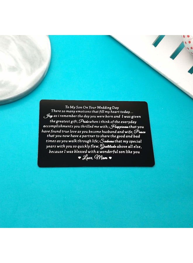 Xiahuyu Son Wedding Gifts from Mom Engraved Wallet Card Insert for Son on His Wedding Day to My Son Gifts Son Wedding Day Gifts Son Wedding Card Son Wallet Card from Mom - Image 2