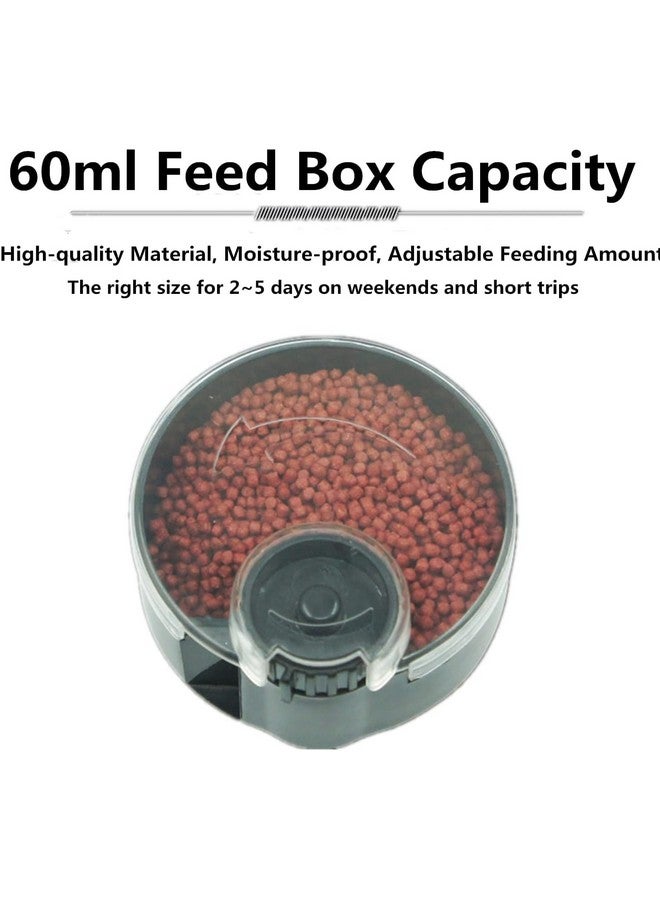 REES52 Automatic Fish Feeder For Aquarium, Small Auto Fish Feeder Dispenser For Mini Tank And Pond, Suitable For Flakes And Pellets, Black  - Image 4