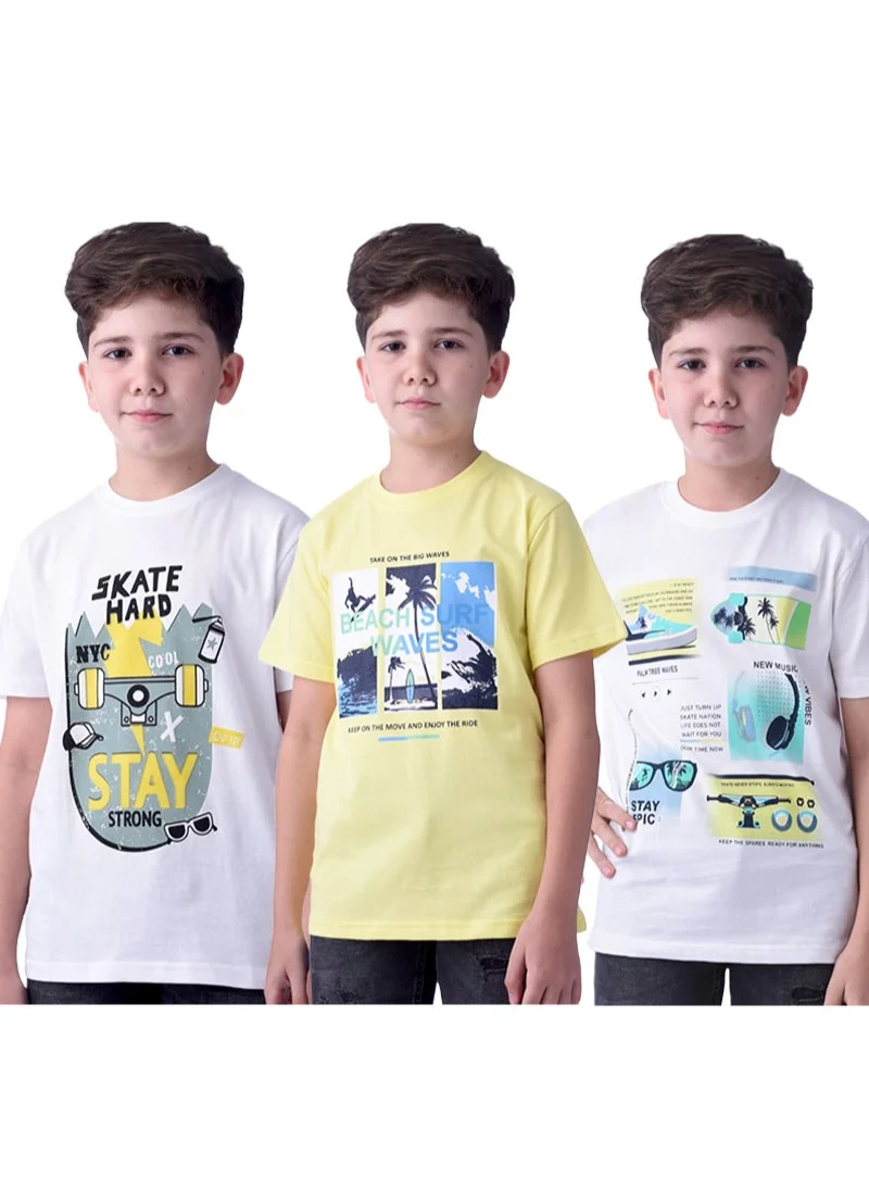 victor and jane MULTIPACK -BOYS CASUAL PRINTED T-SHIRT (3 PC)