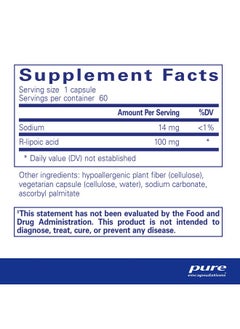 Pure Encapsulations R Lipoic Acid (Stabilized) ; Hypoallergenic Supplement With Enhanced Antioxidant Protection And Metabolic Support ; 60 Capsules  - Image 3