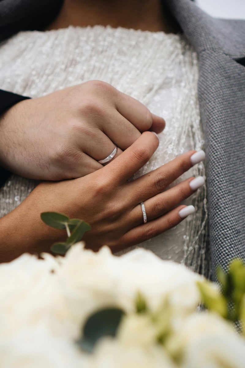 Acruccen 2 Pcs Couple Rings for Women and Men Couples Matching Rings Cubic Zirconia Half Eternity Band Rings Anniversary Promise Engagement Wedding Ring Sets Adjustable - Image 5