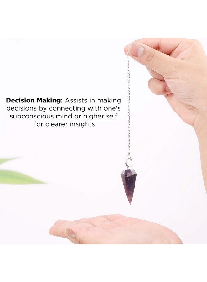 Shubhanjali Shubhanjali Reiki Healing Amethyst Point Pendulum Dowsing 1 Pcs | Feng Shui Raw Crystal Amethyst Faceted Dowsing Stone Pendulum with Chain Beads for Healing  - Image 4