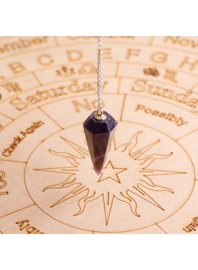 Shubhanjali Shubhanjali Reiki Healing Amethyst Point Pendulum Dowsing 1 Pcs | Feng Shui Raw Crystal Amethyst Faceted Dowsing Stone Pendulum with Chain Beads for Healing  - Image 2