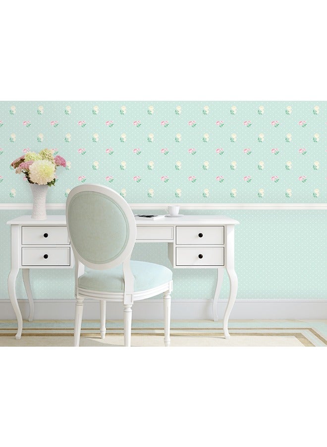 JAMEEL MATILDA - Delicate Pink & Yellow Rosebud Design on Light Blue - Charming Nursery or Bedroom Wallpaper  - Image 2
