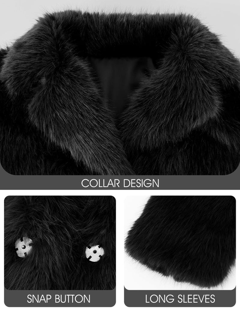 Yimoon Women's Faux Fur Coat Long Sleeve Lapel Fluffy Jacket Open Front Furry Winter Warm Shaggy Parka Coats Outerwear(Black-S) - Image 5