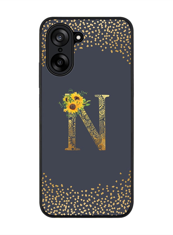 Stylizedd For OnePlus Nord CE5 / Ace 5 Racing Case,Slim fit Camera Protection, Shockproof Thin Phone cover  - Custom Floral Monogram - N  (Grey )