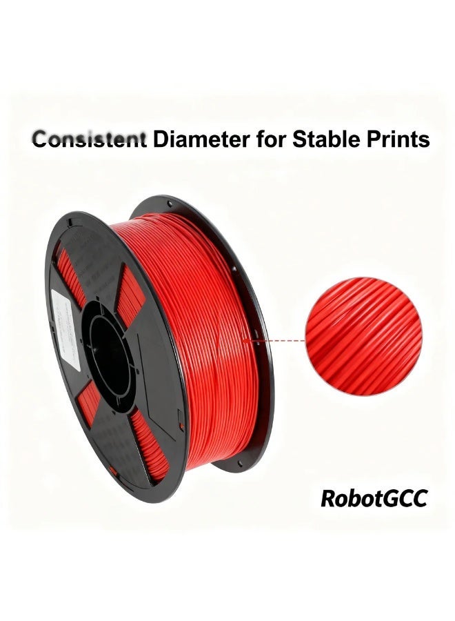 وبوت جي سي سي خيط طباعة ثلاثية الأبعاد PLA ECO باللون الأحمر مقاس 1.75 مم وزن 1 كجم لطابعات FDM، مادة PLA سهلة الطباعة ببثق مستقر وقطر متناسق وتشطيب سطح ناعم مع التصاق طبقات موثوق للنماذج الأولية والاستخدام التعليمي والطباعة اليومية والاستخدامات العامة - Image 1