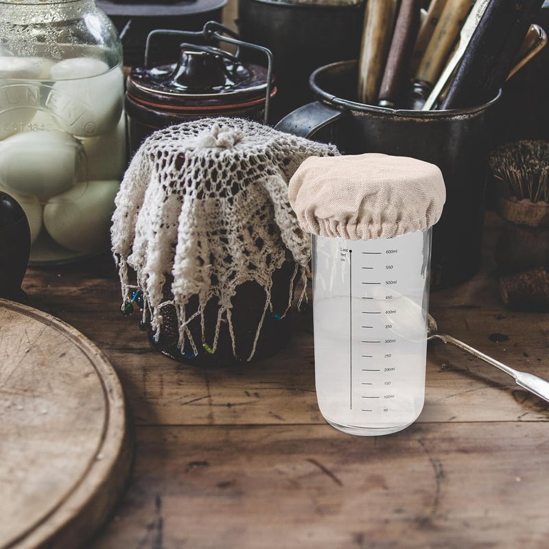 Glass Sealed Jar Sourdough Starter Fermentation Canister 730ml with Lid and Cloth Cover for Bread Baking and Grain Storage - Image 5