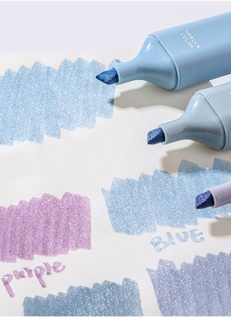 Generic - 4pcs Glitter Highlighter Set – Quick-Dry, Smudge-Proof Water-Based Ink for Vibrant Note-Taking, Planners, Journaling & Scrapbooking, Flexible Chisel Tip for Adjustable Line Width, Transparent Cap Design, Perfect for School, Office & Creative Writing - Image 1