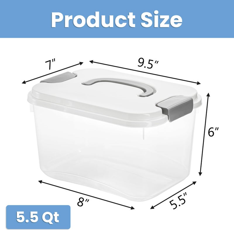 Elsjoy 8 Pack 5.5 Quart Plastic Storage Bins with Lid and Handle, Clear Latch Storage Box Stackable Organizing Bins, Lidded Storage Container for Home, Office - Image 2