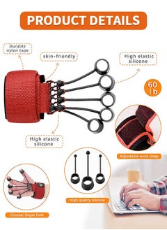 GROIC 60 LB Finger Exerciser Stretcher Resistance Band, Strength Trainer Reverse Grip Strengthener Climbing Exercise Equipment Extensor for Wrist Hand  - Image 5