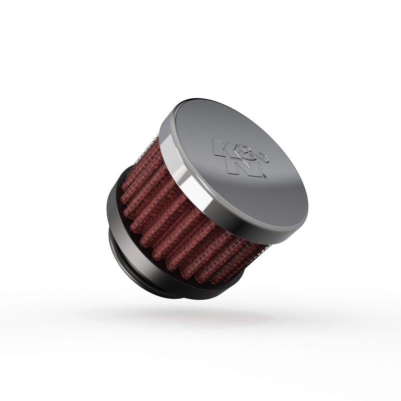 K+N K&N Vent Air Filter/ Breather: High Performance, Premium, Washable, Replacement Engine Filter: Flange Diameter: 1 In, Filter Height: 1.5 In, Flange Length: 0.625 In, Shape: Breather, 62-1370 , Black  - Image 1