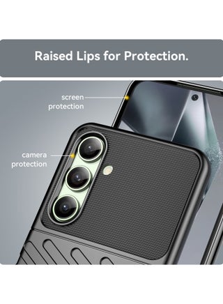 for Samsung Galaxy S24 FE 5G Case Cover，Lens Slide Cover Design,Four Corner Anti Drop Airbag ,PC+TPU Environmentally Friendly Material,Black. - view 5
