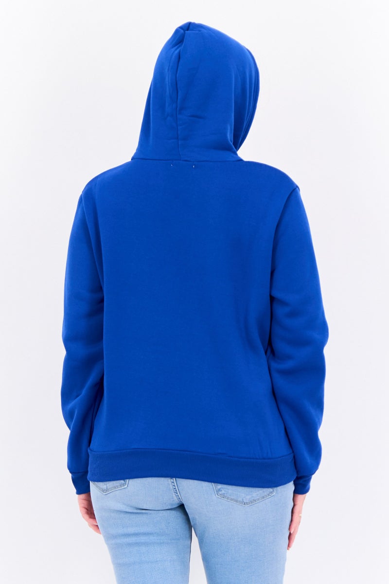 Buzz Women  Graphic Print Long Sleeves Hoodies, Blue Combo - Image 3