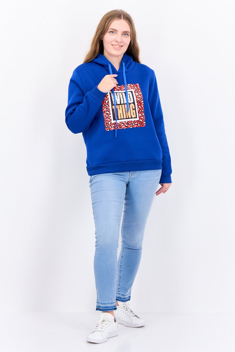Buzz Women  Graphic Print Long Sleeves Hoodies, Blue Combo - Image 4