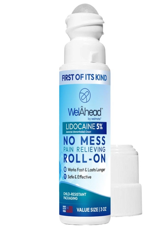 WELMATE - 5% Lidocaine Roll-On (3 oz Value Size) - No Mess Targeted Relief - Topical Anesthetic - Hemorrhoid Relief - Aloe Vera - Fast Acting & Long Lasting - Over-the-Counter Medication - First Aid - Image 1