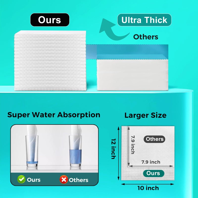 ONLYCARE Disposable Face Towel, Biodegradable Face Towels, 10" x 12" Super Thick Soft Facial Towels, 50 Count Face Towelettes Disposable for Sensitive Skin, Makeup Remover Dry Wipes, 1 Pack - Image 4