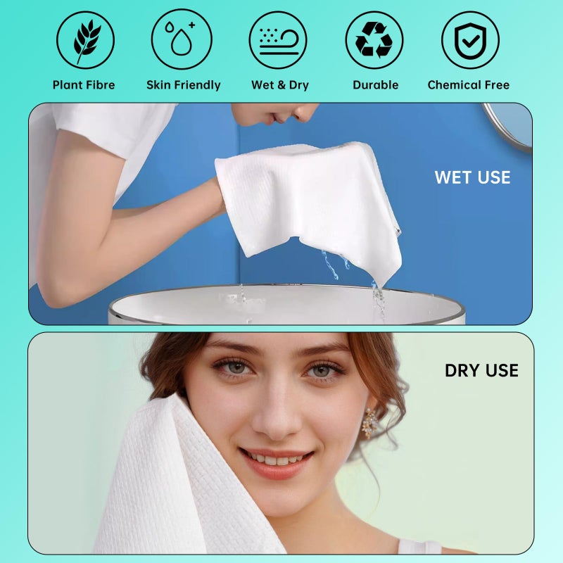 ONLYCARE Disposable Face Towel, Biodegradable Face Towels, 10" x 12" Super Thick Soft Facial Towels, 50 Count Face Towelettes Disposable for Sensitive Skin, Makeup Remover Dry Wipes, 1 Pack - Image 5