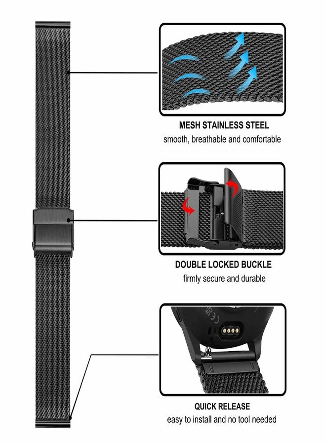 TRUMiRR Band Sets for Venu 4 3 2 45mm Smart Watch Men, Solid Stainless Steel Metal + Mesh Strap Quick Release Watchband for Garmin Forerunner 570 47mm / Forerunner 965 955 265 255 - Image 3