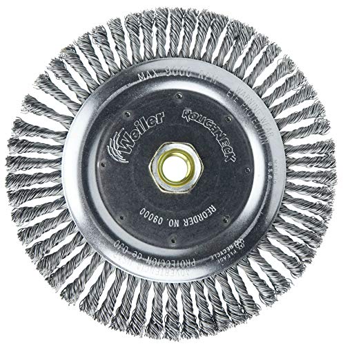 Weiler 09000 Roughneck 7" Root Pass Weld Cleaning Brush, .020" Steel Wire Fill, 5/8"-11 Unc Nut, Made in the USA, 56 Knots - Image 4