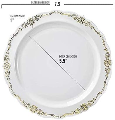 kaya Elegant Clear With Gold Vintage Rim Round Disposable Plastic Salad Plates  75 Packs of 10  Premium Quality  BPAFree Materials Perfect for Any Occasion - Image 3