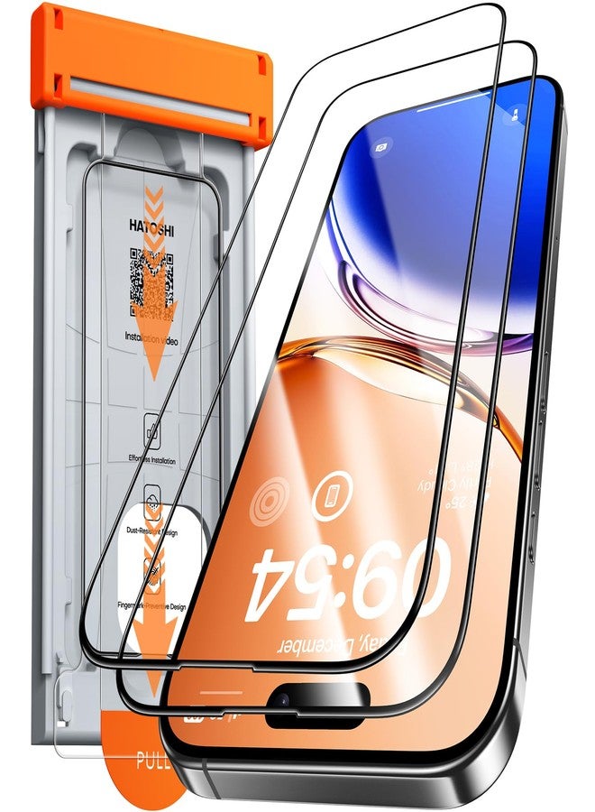 هاتوشي واقي شاشة HATOSHI لهاتف iPhone 15 Pro مع إزالة الغبار تلقائيًا بدون فقاعات 9H+ صلابة من الزجاج المقوى وتغطية كاملة وسهولة التركيب، عبوة من قطعتين - Image 1