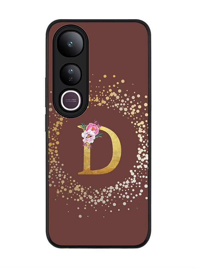 Stylizedd For vivo V50 Lite Case,Slim fit Camera Protection, Shockproof Thin Phone cover  - Custom Monogram Floral - D  (Brown )