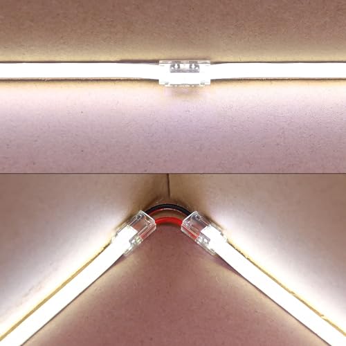 GOMING 5mm/0.2in COB LED Strip Connector Kit 2Pin 22Pcs Strip to Wire Transparent Gapless Connectors 8Pcs Strip to Strip Connectors 11Pcs 15cm/5.9in Extension Wires for 5mm COB LED Strip - Image 5