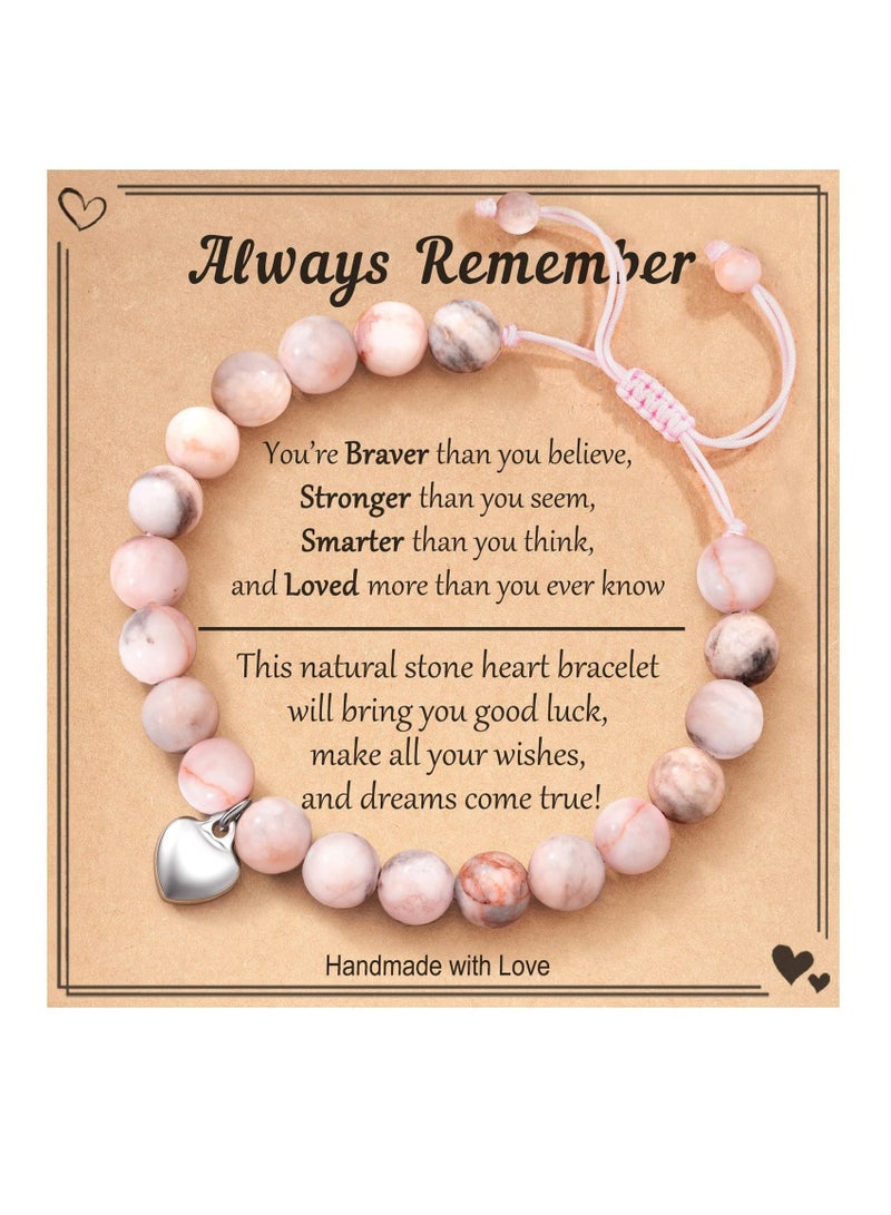 CMGTYYD. أساور من الكريستال، سوار حمار وحشي وردي قابل للتعديل قابل للتمدد من الكريستال مجوهرات كريستال يوجا للتأمل والاسترخاء هدايا صداقة عيد ميلاد صديقة صديقة صديقة للنساء المراهقات مع بطاقة اقتباس تشجيعية - Image 1