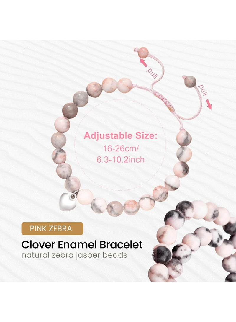 CMGTYYD. أساور من الكريستال، سوار حمار وحشي وردي قابل للتعديل قابل للتمدد من الكريستال مجوهرات كريستال يوجا للتأمل والاسترخاء هدايا صداقة عيد ميلاد صديقة صديقة صديقة للنساء المراهقات مع بطاقة اقتباس تشجيعية - Image 2