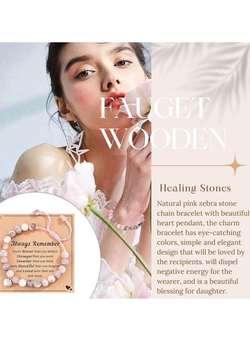 CMGTYYD. أساور من الكريستال، سوار حمار وحشي وردي قابل للتعديل قابل للتمدد من الكريستال مجوهرات كريستال يوجا للتأمل والاسترخاء هدايا صداقة عيد ميلاد صديقة صديقة صديقة للنساء المراهقات مع بطاقة اقتباس تشجيعية - Image 3