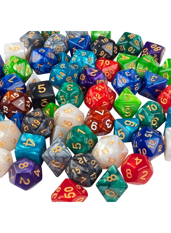 Monster Protectors Monster Gaming 200 count Bulk Dice Value Pack-10 Different Marbled Colors -Multi-Colored Assorted Polyhedral Die, Compatible with Dungeons and Dragons, RPG & Board Games- Includes D4 D6 D8 D10 D12 D20  - Image 1