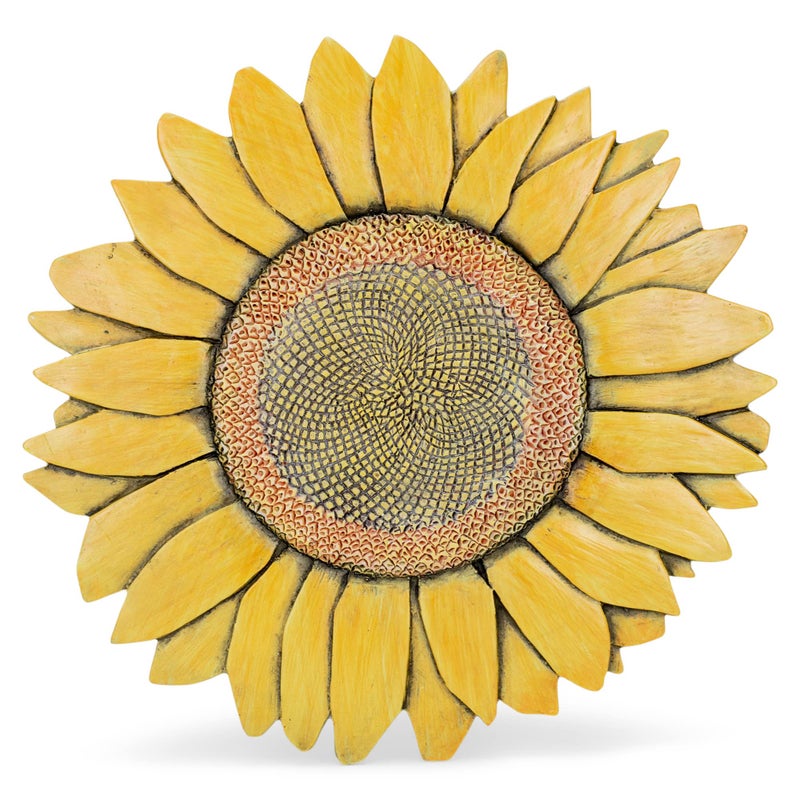 Nat and Jules NAT & Jules Sunflower Shaped Dimensional Indoor Outdoor 12 inch Cast Resin Decorative Garden Stepping Stone, Patio, Walkway Sculpture Yard Art, Colorful Yellow - Image 1