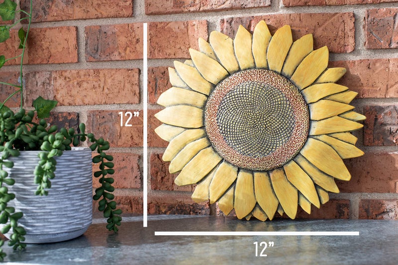 Nat and Jules NAT & Jules Sunflower Shaped Dimensional Indoor Outdoor 12 inch Cast Resin Decorative Garden Stepping Stone, Patio, Walkway Sculpture Yard Art, Colorful Yellow - Image 2