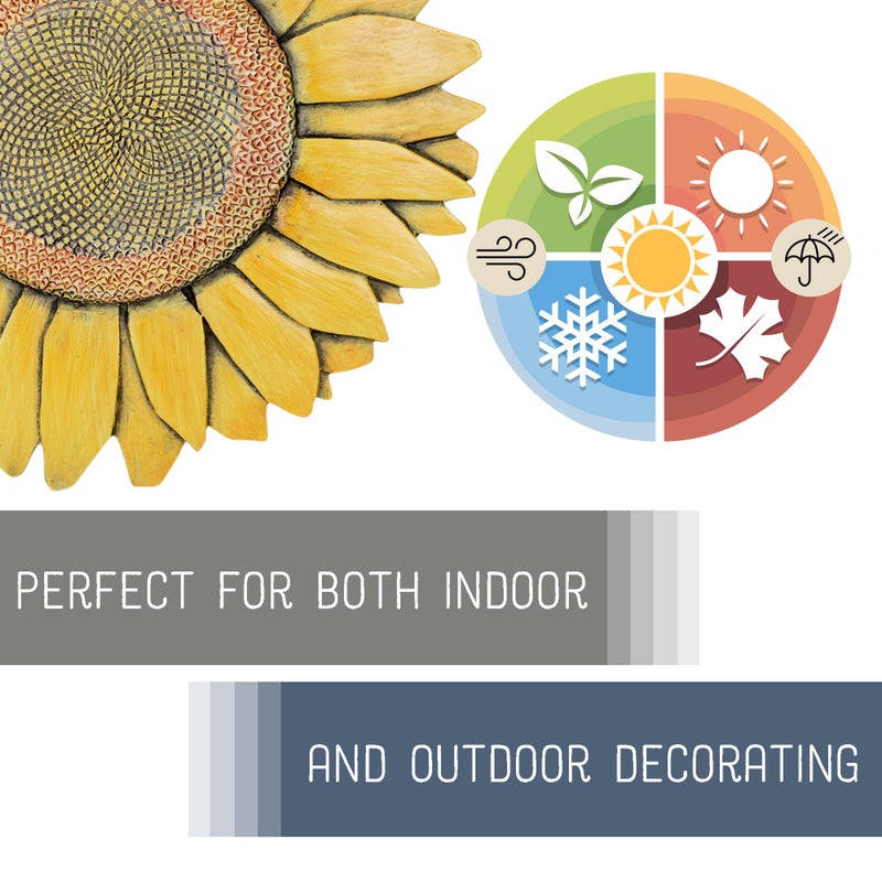 Nat and Jules NAT & Jules Sunflower Shaped Dimensional Indoor Outdoor 12 inch Cast Resin Decorative Garden Stepping Stone, Patio, Walkway Sculpture Yard Art, Colorful Yellow - Image 4