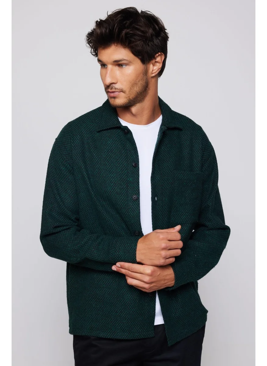Tudors Relax Fit Comfortable Cut Single Pocket Dobby Lumberjack Men's Shirt