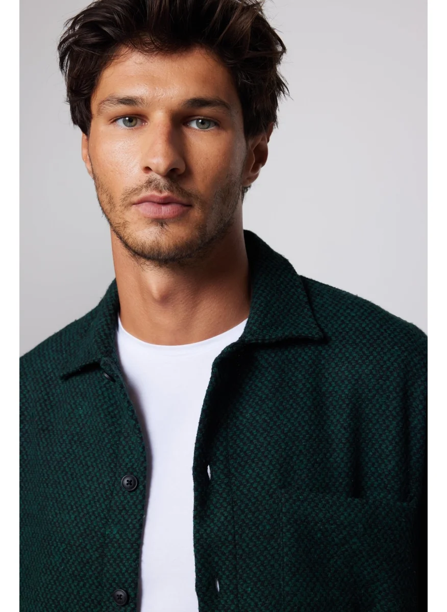 Tudors Relax Fit Comfortable Cut Single Pocket Dobby Lumberjack Men's Shirt