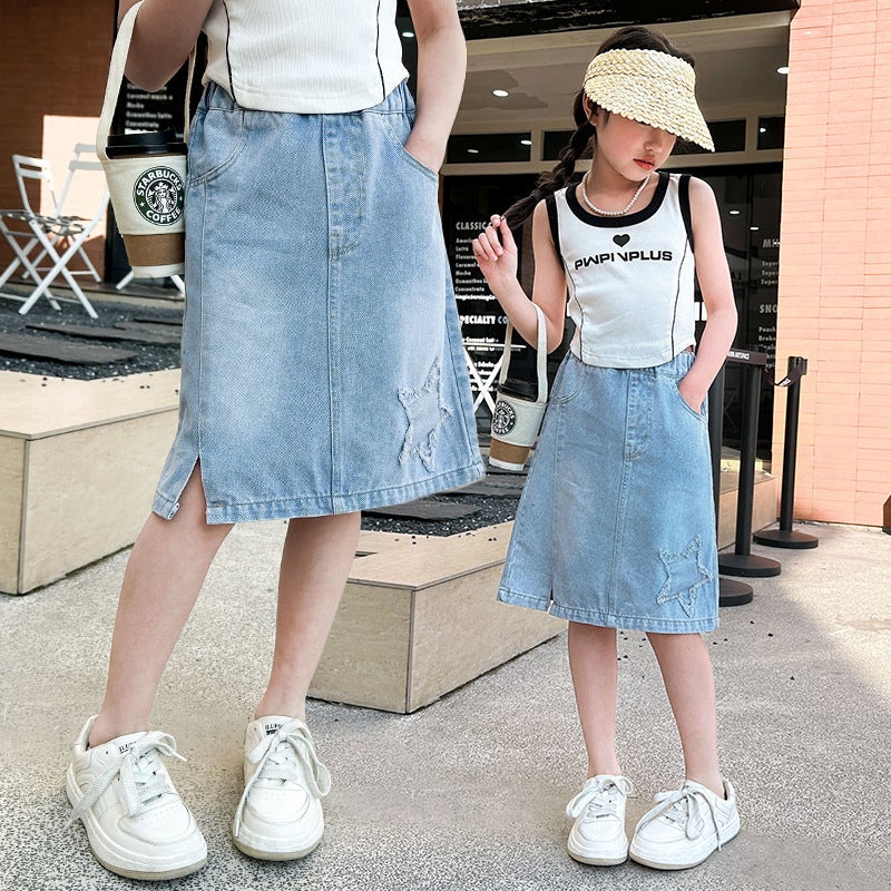 Girls' Short Skirts, Summer Dresses, Girls' Summer Skirts, Big Children'S Summer Fashionable Denim Skirts, Summer Children'S Skirts - Image 2
