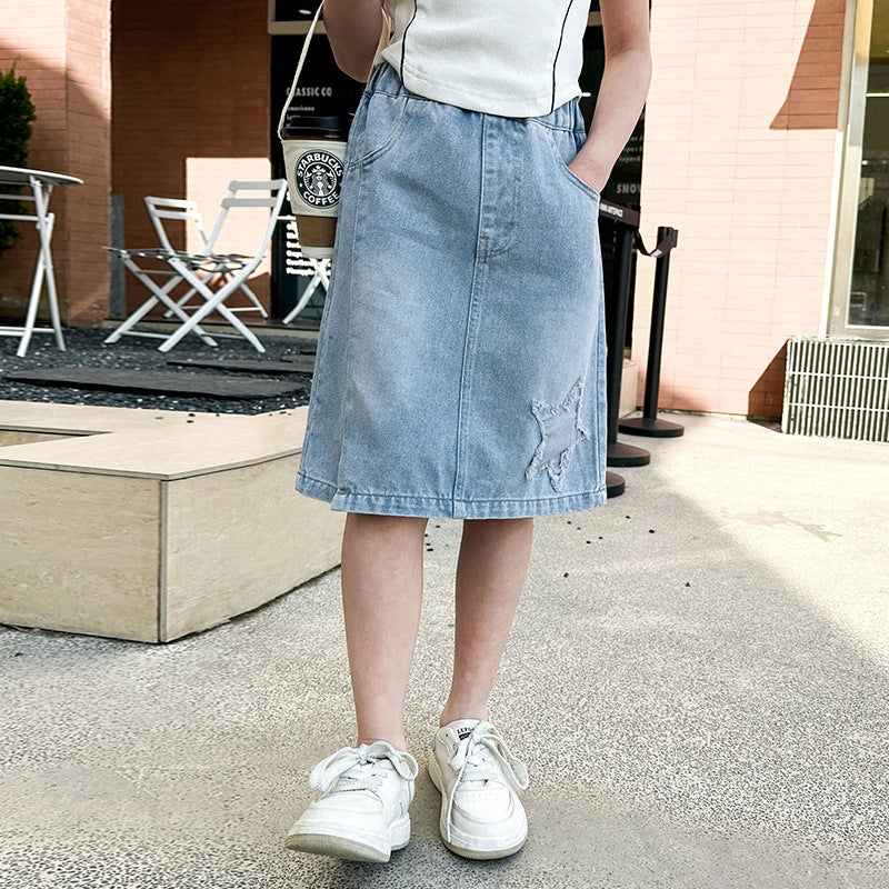 Girls' Short Skirts, Summer Dresses, Girls' Summer Skirts, Big Children'S Summer Fashionable Denim Skirts, Summer Children'S Skirts - Image 5