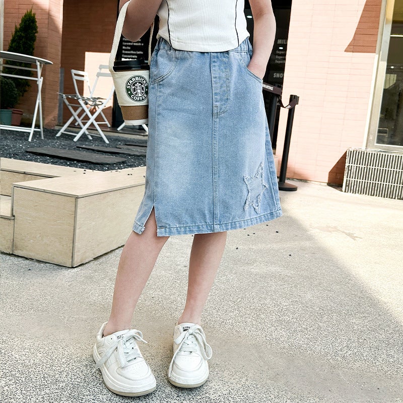 Girls' Short Skirts, Summer Dresses, Girls' Summer Skirts, Big Children'S Summer Fashionable Denim Skirts, Summer Children'S Skirts - Image 4