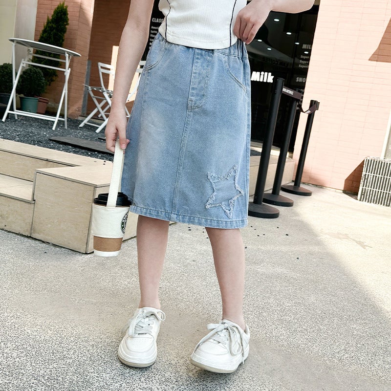 Girls' Short Skirts, Summer Dresses, Girls' Summer Skirts, Big Children'S Summer Fashionable Denim Skirts, Summer Children'S Skirts - Image 3
