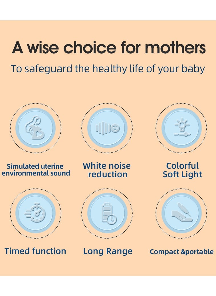 Portable Baby Sleep Soother, White Noise Sound Machine for Sleeping with 8 Color Night Light, Toddler Sleep Trainer with 10 Soothing Sounds, 3 mode Timer (Soft Pink)
