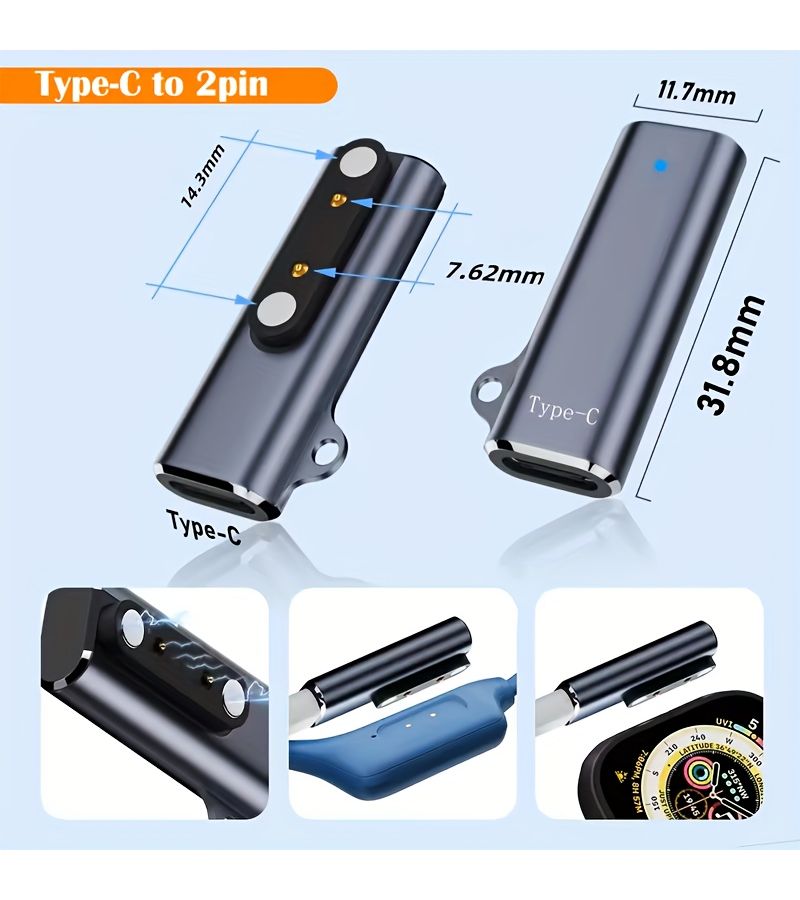 محول شحن مغناطيسي من USB-C إلى طرفين لسماعة Shokz العظمية - Image 3